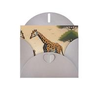 Greeting Cards with Envelopes, Mother & Calf Giraffe Print Blank Cards DIY Note for Christmas Birthday Thank You