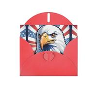 Greeting Cards with Envelopes, Patriotic Bald Eagle Flag Print Blank Cards DIY Note for Christmas Birthday Thank You