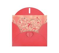 Greeting Cards with Envelopes, Red Heart Flowers Print Blank Cards DIY Note for Christmas Birthday Thank You