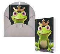 Greeting Cards with Envelopes Thank You Cards 4 x 6 in Blank Note Card | Crown Frog Blank Note Card Half-Fold Cardstock For Birthday, Wedding, Invitations