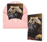 Greeting Cards with Envelopes Thank You Cards 4 x 6 in Blank Note Card | Cry Pug Blank Note Card Half-Fold Cardstock For Birthday, Wedding, Invitations