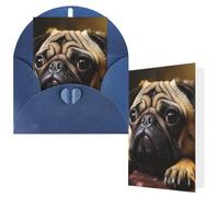 Greeting Cards with Envelopes Thank You Cards 4 x 6 in Blank Note Card | Cry Pug Blank Note Card Half-Fold Cardstock For Birthday, Wedding, Invitations