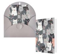 Greeting Cards with Envelopes Thank You Cards 4 x 6 in Blank Note Card | Cute Funny Grey Cats Pattern Blank Note Card Half-Fold Cardstock For Birthday, Wedding, Invitations