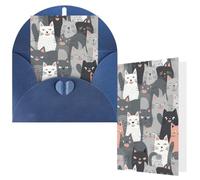 Greeting Cards with Envelopes Thank You Cards 4 x 6 in Blank Note Card | Cute Funny Grey Cats Pattern Blank Note Card Half-Fold Cardstock For Birthday, Wedding, Invitations