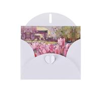 Greeting Cards with Envelopes, Vivid pink tulips Print Thank You Cards Blank Notefor All Occasions Holiday