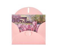 Greeting Cards with Envelopes, Vivid pink tulips Print Thank You Cards Blank Notefor All Occasions Holiday