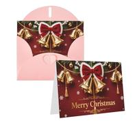 Greeting Christmas Bell Print Blank Greetings Card With Envelopes Thank You Cards Note Cards All Occasion Cards For Christmas Holidays Birthday Graduation Anniversaries 4'' X 6''