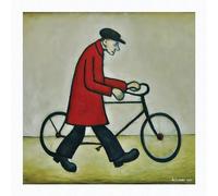 Greetingles Lowry Inspired Gi Art Print 21cm/8.25" Square. Made in UK. (Bicycle Man)