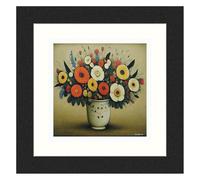 Greetingles Lowry-Style 12"/31cm Square Framed Print. Beautiful Black Ash Frame (Lowry, Bouquet Of Flowers)