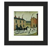 Greetingles Lowry-Style 12"/31cm Square Framed Print. Beautiful Black Ash Frame (Lowry, Horsedrawn Carriage)