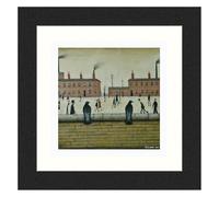 Greetingles Lowry-Style 12"/31cm Square Framed Print. Beautiful Black Ash Frame (Lowry, Pigeons On A Wall)
