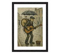 Greetingles Lowry-Style Framed Print. Beautiful Black Ash Frame. Various Designs (Lowry, One Man Band)