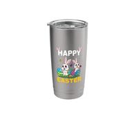 Greetings Bunny Rabbit Kawaii Lines Egg Happy Easter Sunday Stainless Steel Insulated Tumbler