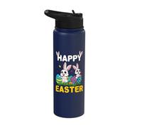 Greetings Bunny Rabbit Kawaii Lines Egg Happy Easter Sunday Stainless Steel Insulated Water Bottle