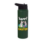 Greetings Bunny Rabbit Kawaii Lines Egg Happy Easter Sunday Stainless Steel Insulated Water Bottle