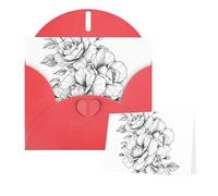 Greetings Card 6" Ã- 4" Line Floral Rose Flowers Blank Cards for All Occasions Thank You Cards with Envelopes Assorted Birthday Card Thinking of you cards for Wedding