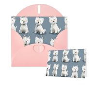 Greetings Card 6" Ã- 4" Little White Dogs Pattern Blank Cards for All Occasions Thank You Cards with Envelopes Assorted Birthday Card Thinking of you cards for Wedding