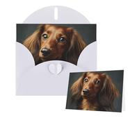 Greetings Card 6" Ã- 4" Long haired Dachshund Blank Cards for All Occasions Thank You Cards with Envelopes Assorted Birthday Card Thinking of you cards for Wedding