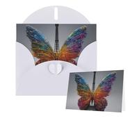 Greetings Card 6" Ã- 4" Paris Butterfly Eiffe Blank Cards for All Occasions Thank You Cards with Envelopes Assorted Birthday Card Thinking of you cards for Wedding