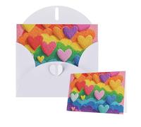 Greetings Card 6" Ã- 4" Rainbow Hearts Blank Cards for All Occasions Thank You Cards with Envelopes Assorted Birthday Card Thinking of you cards for Wedding