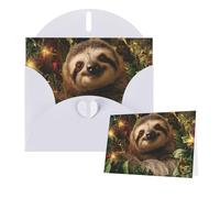 Greetings Card 6" Ã- 4" Sloth Surrounded by Garland Blank Cards for All Occasions Thank You Cards with Envelopes Assorted Birthday Card Thinking of you cards for Wedding