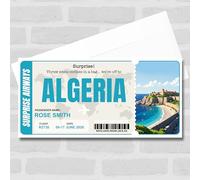 Greetings Card - Algeria Boarding Pass Personalised Gift Voucher Surprise Trip Holiday Ticket | Custom Greetings Card | Surprise Reveal Voucher Spoof Ticket