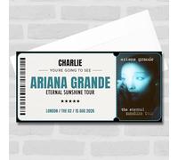Greetings Card - Ariana Grande Eternal Sunshine Tour Personalised Voucher Surprise Concert Ticket | Custom Greetings Card | Surprise Reveal Voucher Spoof Ticket