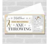 Greetings Card - Axe Throwing Stars Gold Personalised Gift Voucher Surprise Ticket | Custom Greetings Card | Surprise Reveal Voucher Spoof Ticket