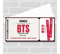 Greetings Card - BTS World Tour Personalised Gift Voucher Surprise Concert Ticket | Custom Greetings Card | Surprise Reveal Voucher Spoof Ticket