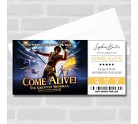 Greetings Card - Come Alive Personalised Gift Voucher Surprise Theatre Ticket | Custom Greetings Card | Surprise Reveal Voucher Spoof Ticket