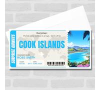 Greetings Card - Cook Islands Pass Personalised Gift Voucher Surprise Trip Holiday Ticket | Custom Greetings Card | Surprise Reveal Voucher Spoof Ticket