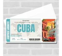 Greetings Card - Cuba Boarding Pass Personalised Gift Voucher Surprise Trip Holiday Ticket | Custom Greetings Card | Surprise Reveal Voucher Spoof Ticket