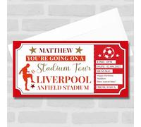 Greetings Card - Football Stadium Tour Stars Red Personalised Gift Voucher Surprise Ticket | Custom Greetings Card | Surprise Reveal Voucher Spoof Ticket