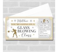 Greetings Card - Glass Blowing Class Stars Gold Personalised Gift Voucher Surprise Ticket | Custom Greetings Card | Surprise Reveal Voucher Spoof Ticket