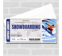 Greetings Card - Going On A Snowboarding Personalised Gift Voucher Surprise Holiday Ticket | Custom Greetings Card | Surprise Reveal Voucher Spoof Ticket
