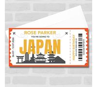 Greetings Card - Going To Japan Skyline Personalised Gift Voucher Surprise Trip Holiday Ticket | Custom Greetings Card | Surprise Reveal Voucher Spoof Ticket
