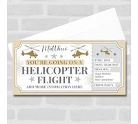 Greetings Card - Helicopter Flight Stars Gold Personalised Gift Voucher Surprise Ticket | Custom Greetings Card | Surprise Reveal Voucher Spoof Ticket