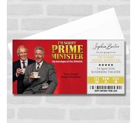 Greetings Card - I'm Sorry Prime Minister Personalised Gift Voucher Surprise Theatre Ticket | Custom Greetings Card | Surprise Reveal Voucher Spoof Ticket