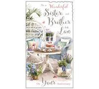 Greetings Card (JJ4566) - Anniversary - Sister & Brother In Law - From The Velvet Moments Range - With An Embossed Finish And Flittered Finish.