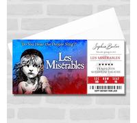 Greetings Card - Les Miserables Personalised Gift Voucher Surprise Theatre Ticket | Custom Greetings Card | Surprise Reveal Voucher Spoof Ticket
