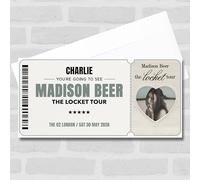 Greetings Card - Madison Beer The Locket Tour Personalised Gift Voucher Surprise Concert Ticket | Custom Greetings Card | Surprise Reveal Voucher Spoof Ticket