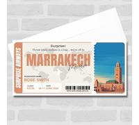 Greetings Card - Morocco Marrakech Pass Personalised Gift Voucher Surprise Trip Holiday Ticket | Custom Greetings Card | Surprise Reveal Voucher Spoof Ticket