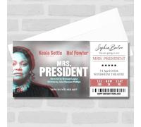 Greetings Card - Mrs President Personalised Gift Voucher Surprise Theatre Ticket | Custom Greetings Card | Surprise Reveal Voucher Spoof Ticket