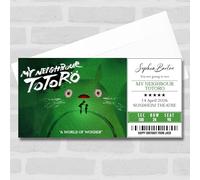 Greetings Card - My Neighbour Totoro Personalised Gift Voucher Surprise Theatre Ticket | Custom Greetings Card | Surprise Reveal Voucher Spoof Ticket