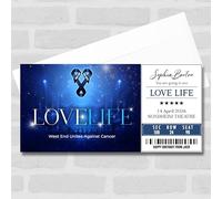 Greetings Card - One For The Boys Love Life West End Unites Personalised Voucher Surprise Ticket | Custom Greetings Card | Surprise Reveal Voucher Spoof Ticket