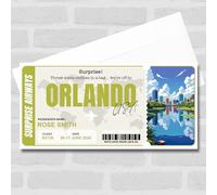 Greetings Card - Orlando Boarding Pass Personalised Gift Voucher Surprise Trip Holiday Ticket | Custom Greetings Card | Surprise Reveal Voucher Spoof Ticket
