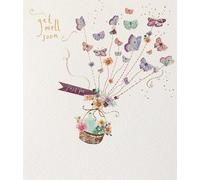 Greetings Card (PLK7012) - Get Well Soon - Butterflies and Flowers