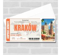 Greetings Card - Poland Krakow Pass Personalised Gift Voucher Surprise Trip Holiday Ticket | Custom Greetings Card | Surprise Reveal Voucher Spoof Ticket