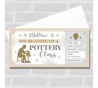 Greetings Card - Pottery Class Stars Gold Personalised Gift Voucher Surprise Ticket | Custom Greetings Card | Surprise Reveal Voucher Spoof Ticket