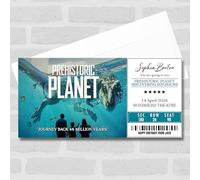 Greetings Card - Prehistoric Planet Discovering Dinosaurs Personalised Voucher Surprise Ticket | Custom Greetings Card | Surprise Reveal Voucher Spoof Ticket